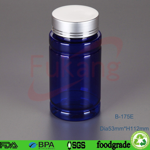 Clear Cylinder Round PET Vitamin Bottle,Transparent Plastic Medicine Bottle,Vitamin PET Plastic Bottles 175cc