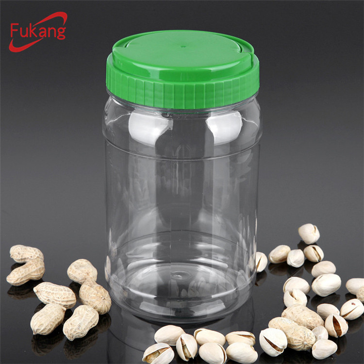50oz Empty PET Plastic PET Grip Square Food Jar with Lid For Packing Roasted/Salted Peanuts