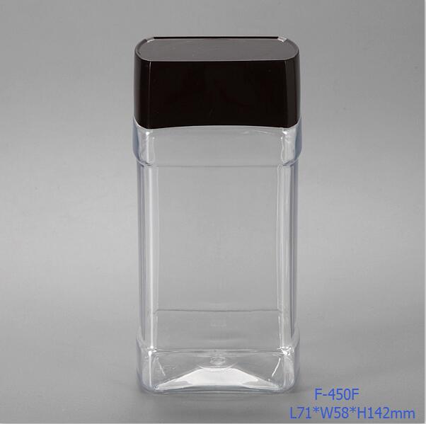 450ml Square tea jar plastic storage jars pet bottle