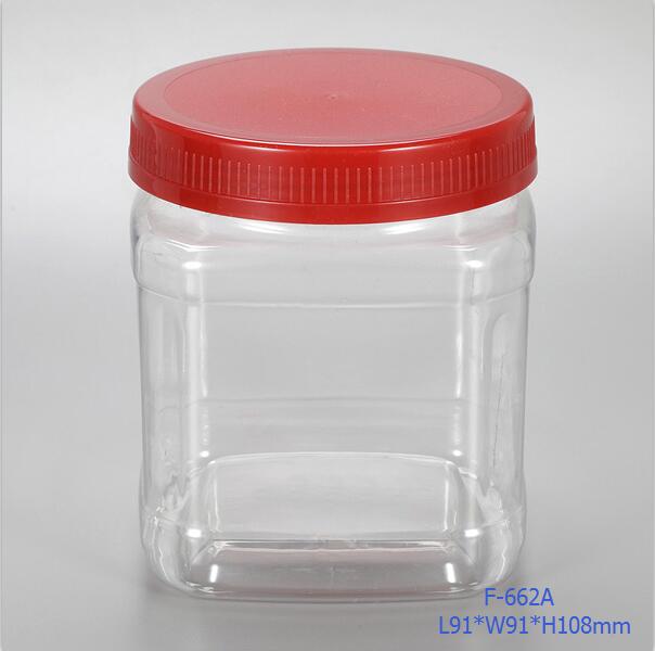 Transparent Food Grade PET Plastic Jar With Screw Top Lid