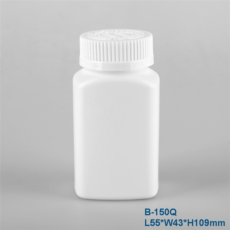 150cc HDPE square plastic capsules tablets pill bottle
