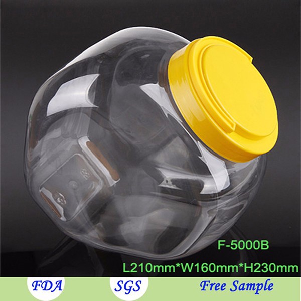 5000ml food grade clear round Plastic PET jar with cap for candy nut gift flowers wholesale made in China supplier