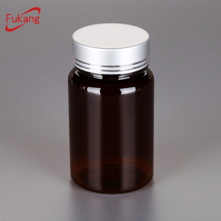 Round Glucosamine Capsule 4 oz PET Plastic Bottle With Brown Flip Top Lid,Medicine Amber Plastic PET Round Bottle