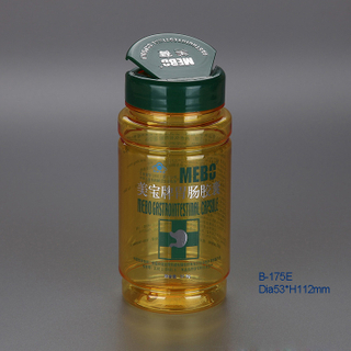 Clear Cylinder Round PET Vitamin Bottle,Transparent Plastic Medicine Bottle,Vitamin PET Plastic Bottles 175cc