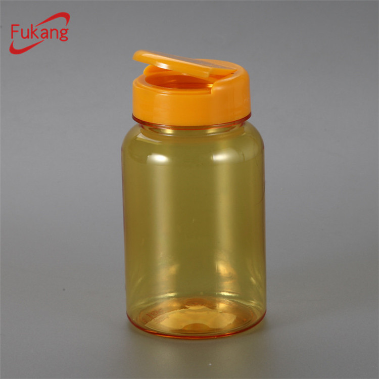 supplier FUKANG pet amber pharmaceutical bottles 120ml,plastic pharmaceutical vitamin bottle