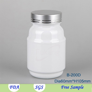 200ml PE white circular health product plastic bottle