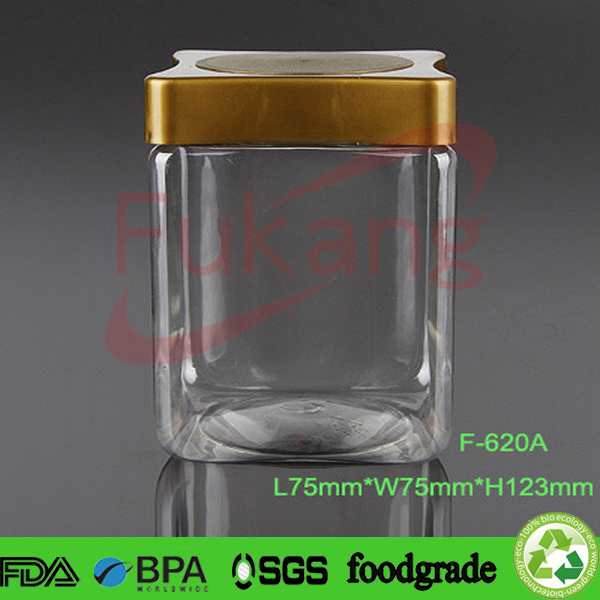 620ml pet plastic bottle manufacturers square dry food plastic jars with square lid