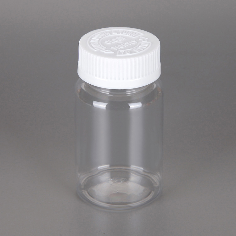 Free sample PET child proof cap 120ml snap top clear pet plastic bottle for packing pill and vitamin C tablet