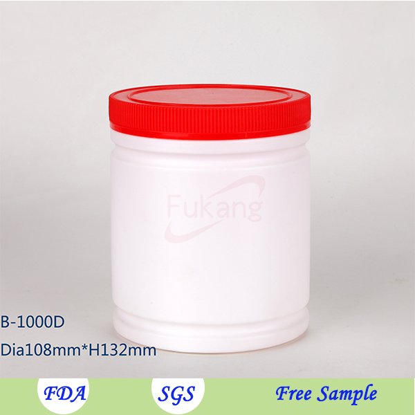 BPA Free 32oz Wide-mouth HDPE empty round 1L white plastic jar for food packaging