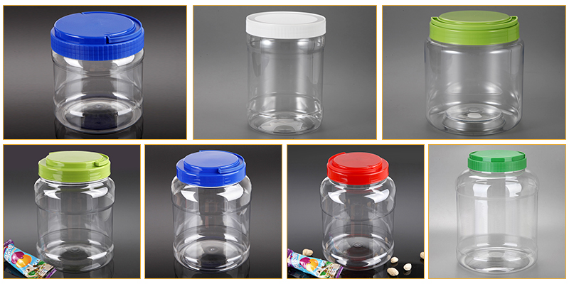 1.3 Liter wide-mouth food plastic jar bottle for packing candy, 44 oz PET material plastic cookies jar