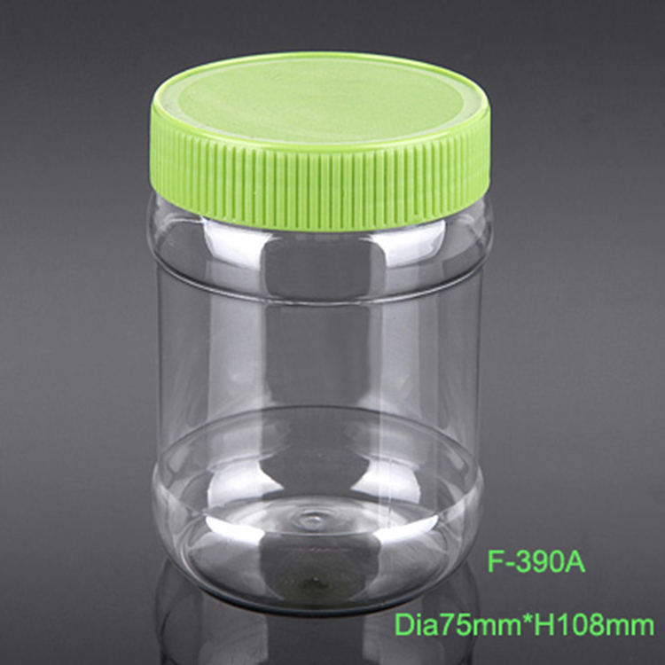 390ml circular transparent food plastic bottle