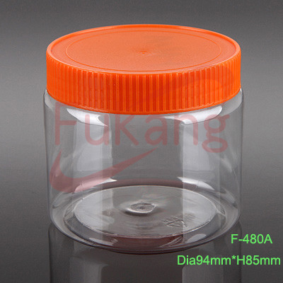 Wholesale 450ml square shape food grade clear empty plastic jar