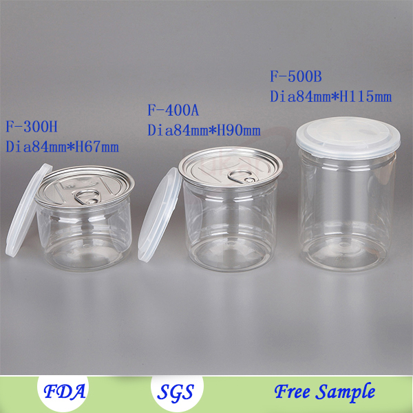 FDA certification 300ml 400ml 500ml plastic easy open packaging home sugar cereal cornmeal jar sealed empty can set