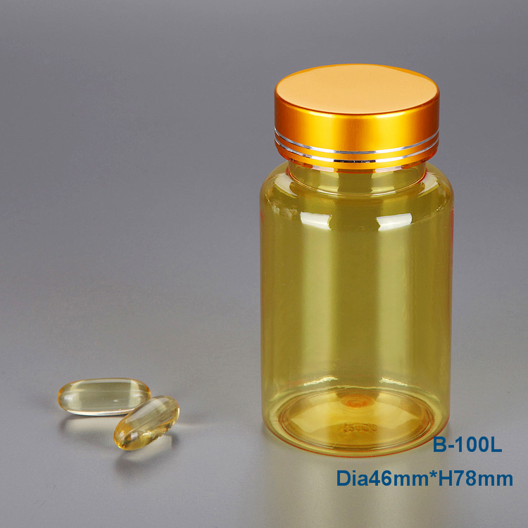 100ml amber plastic container ,essential oil bottle,pill vitamin packaging jar factory for sale