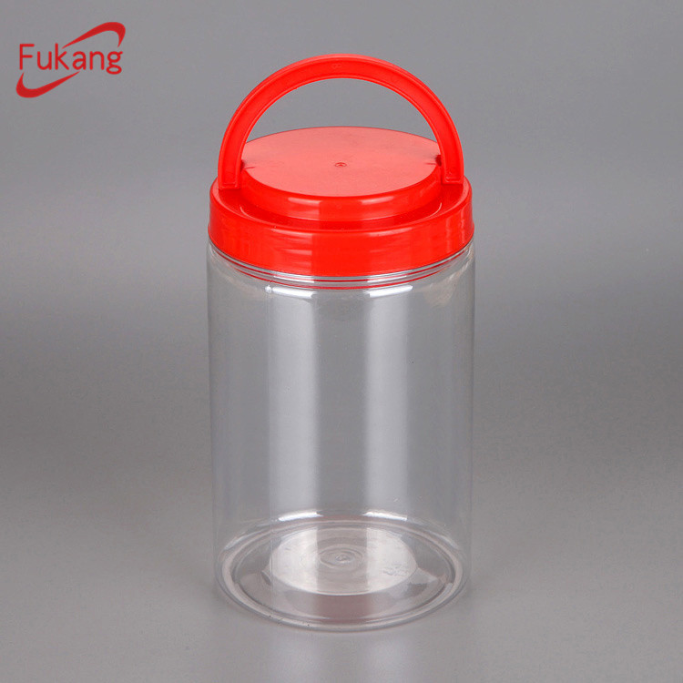 1 liter clear plastic bottle, wide mouth cylinder container with lid, round pet plastic tube food packaging jars factory