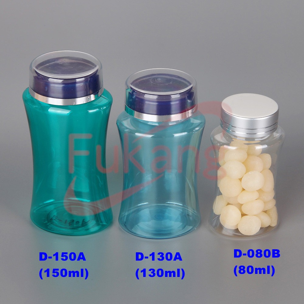 new unique 130ml sexy pet bottle with screw cap for nutraceutical industry use, vitamin capsule plastic bottles