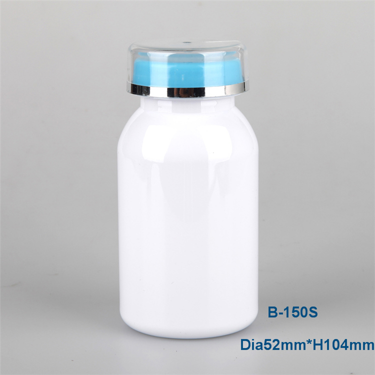 100ml Blue PET Plastic Capsules Pills Bottle,Plastic PET Prescription Tablet Bottle With PS Screw Cap