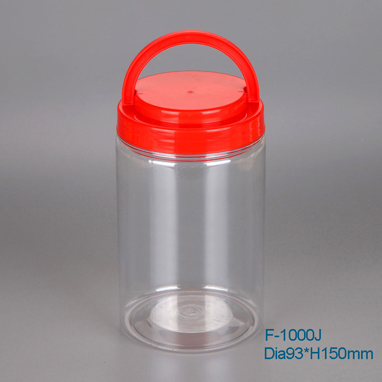 1000ml round plastic food bottle with a hand-held lid