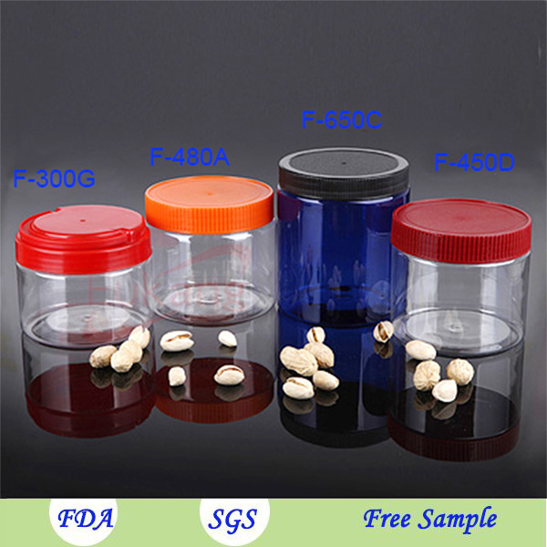 China supplier FDA certification 300ml 450ml 480ml 650ml Home kitchen nut cashew chocolate cookie plastic storage jar set