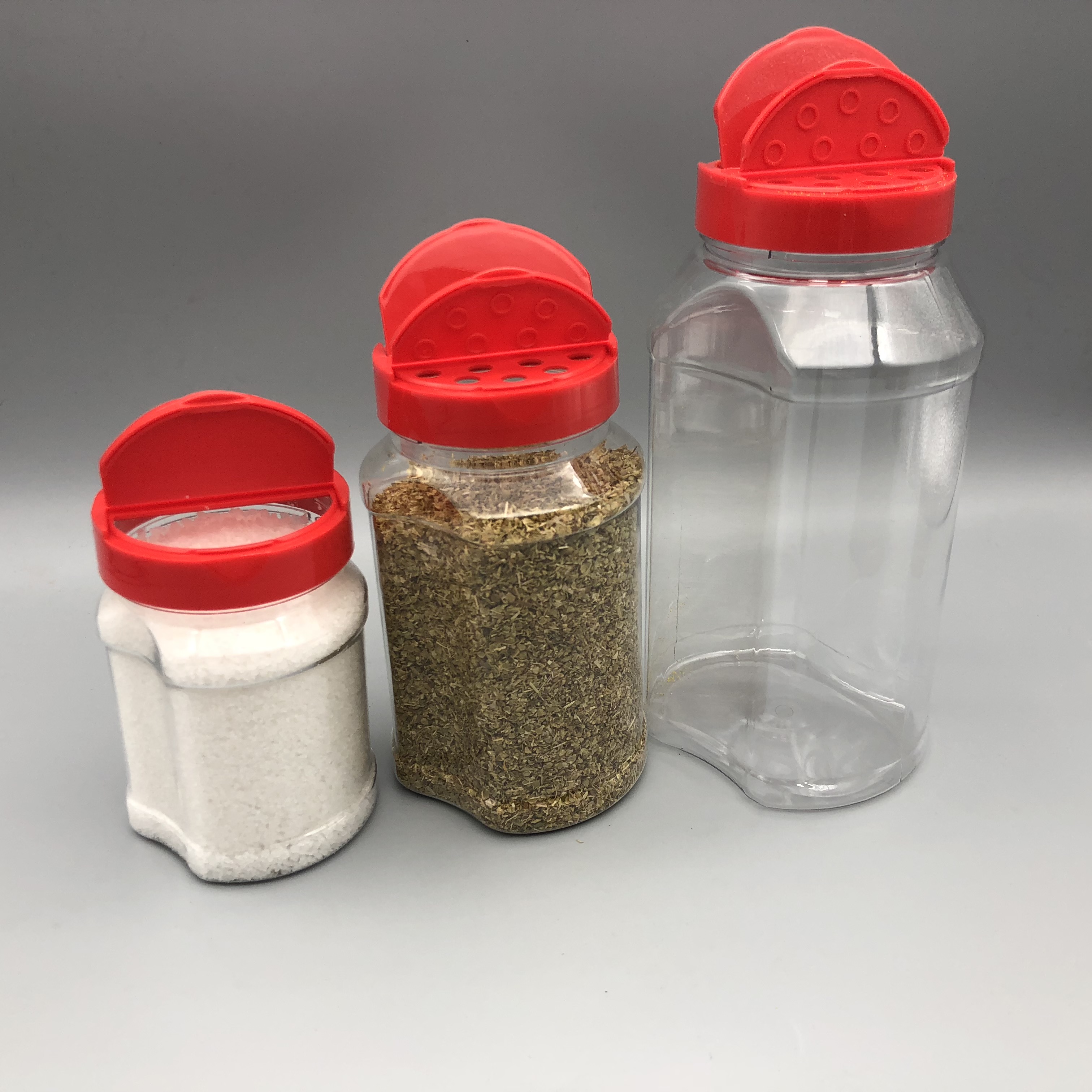 FDA certification 300ml 900ml 500ml plastic Home seasoning salt pepper shaker bottle sifter cap packaging spice jar set