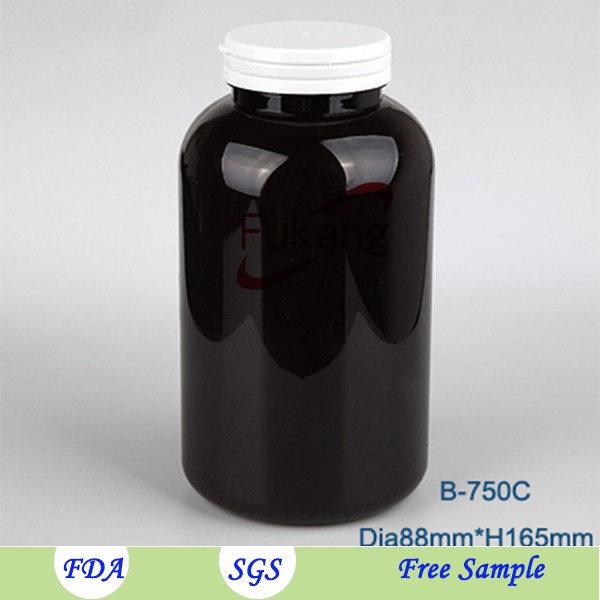 750ml circular food grade pharmaceutical plastic bottle