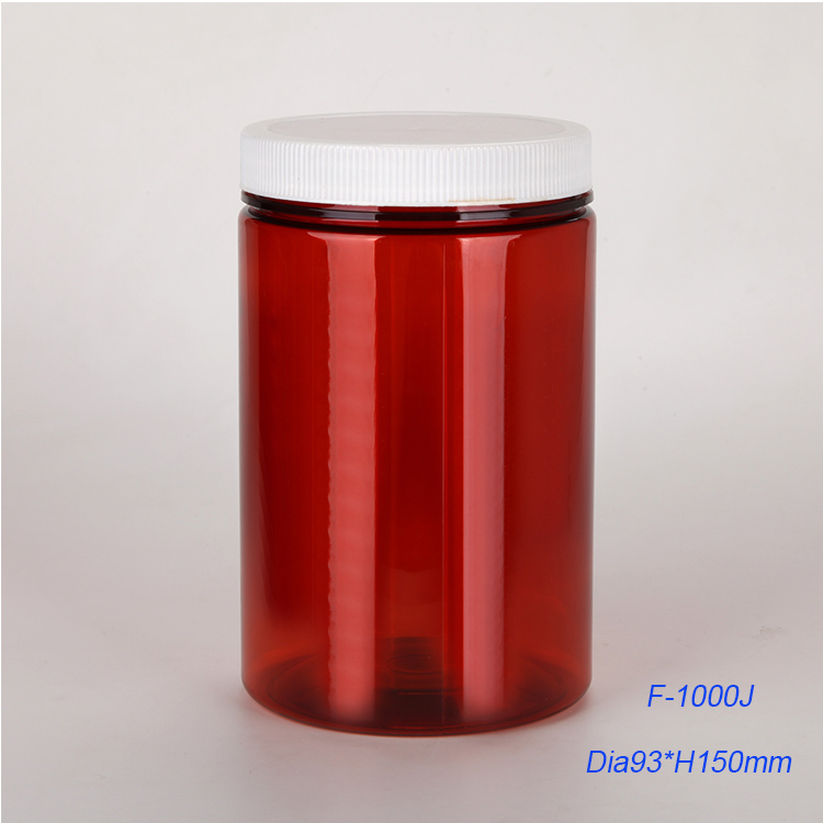 1 kg transparent clear food grade wide mouth plastic pet packaging jars with lids