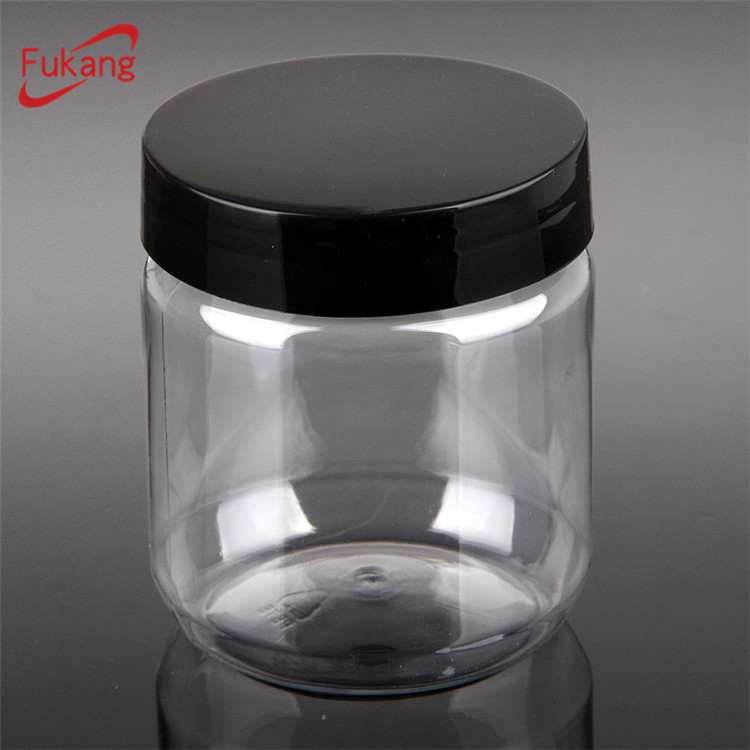 Food Grade Clear PET Jar 10oz Cylindrical Plastic Bottle