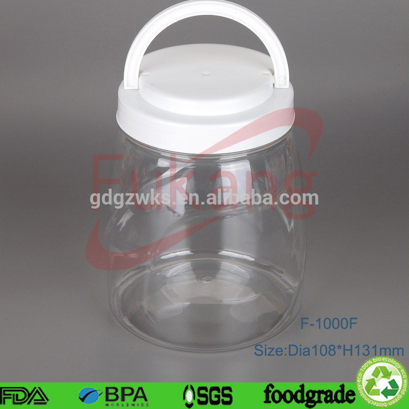 1L round plastic jar pet food bottoles plastic mason jar